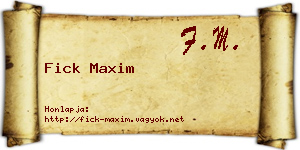 Fick Maxim névjegykártya